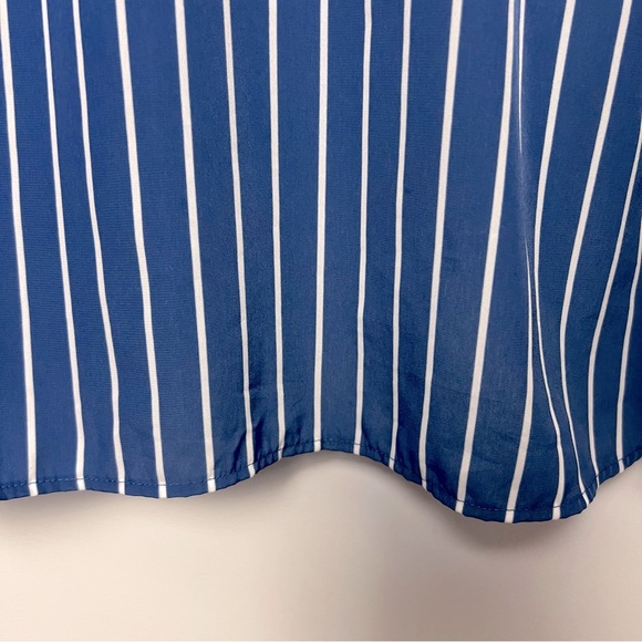 J. Crew Blue White Stripe Long Sleeve Button Popover Shirt Preppy Fall 2024 - Picture 7 of 12